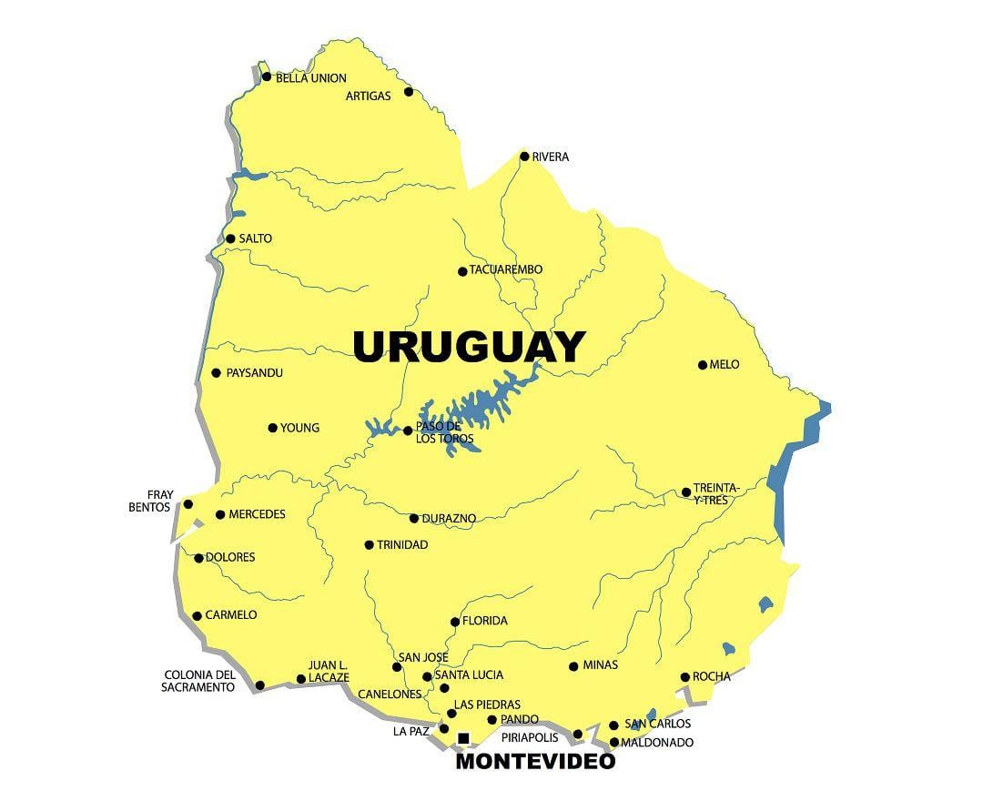 Harta e Uruguajit lumit